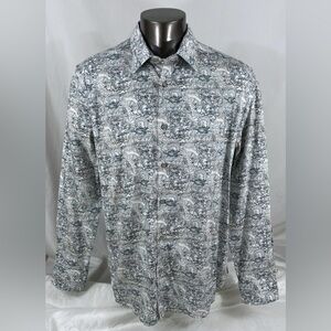 Robert Graham Men's Green Tiger Skull Print Button Down Shirt 2XL